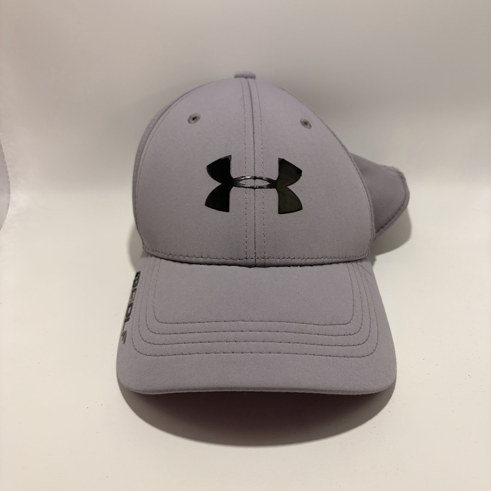 Under Armour 360 Fit Stretch Hat L/XL Gray Black Logo Baseball Cap
